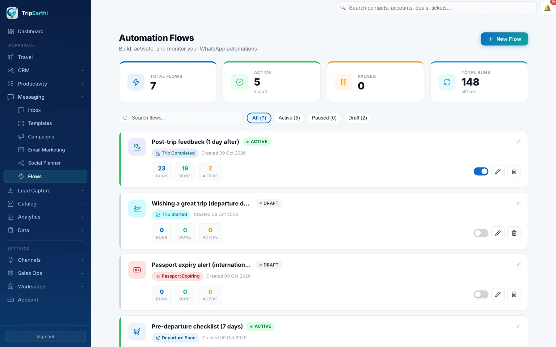 Automation flows with run counts
